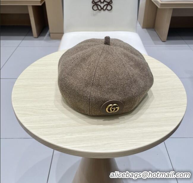 Best Quality Gucci Beret Hat G071817 Light Brown 2025