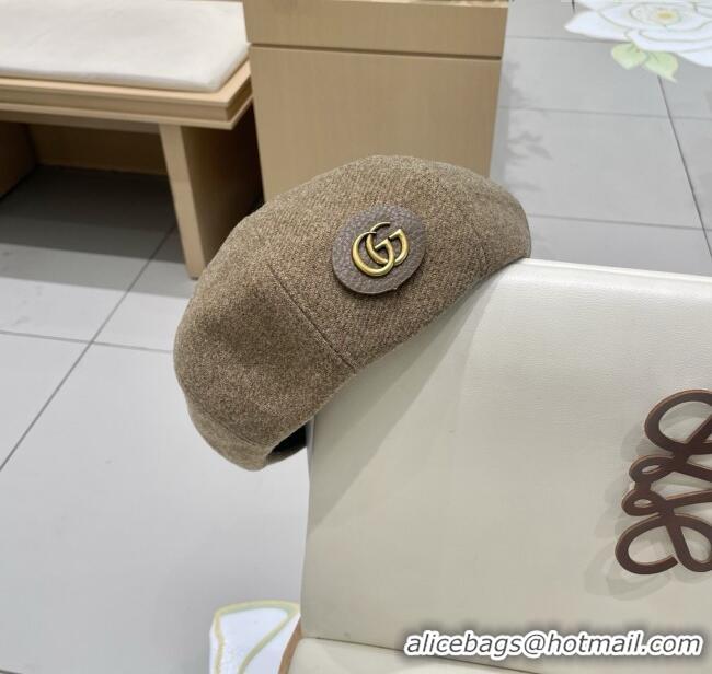 Best Quality Gucci Beret Hat G071817 Light Brown 2025