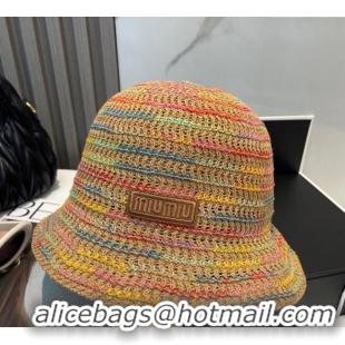 Top Quality Miu Miu Knit Multicolor Bucket Hat 0724 Brown 2025
