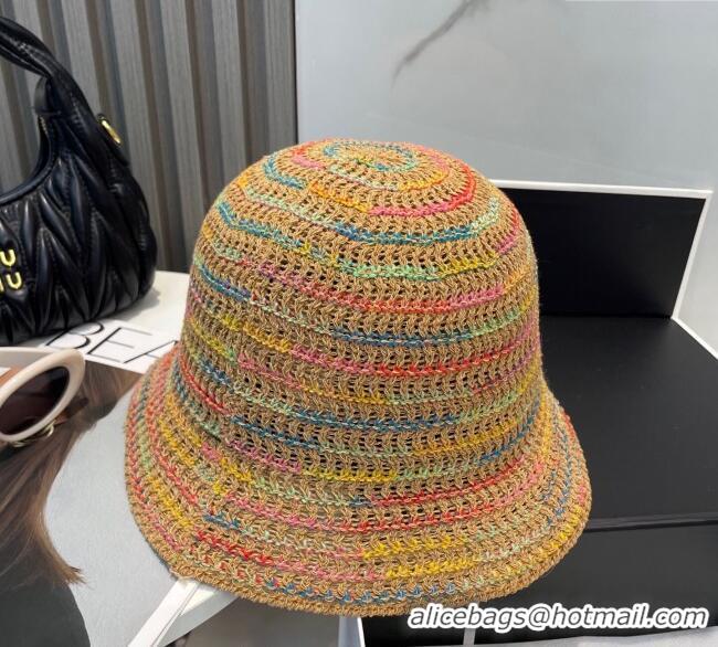 Top Quality Miu Miu Knit Multicolor Bucket Hat 0724 Brown 2025