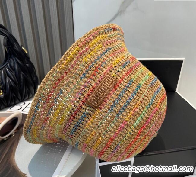 Top Quality Miu Miu Knit Multicolor Bucket Hat 0724 Brown 2025
