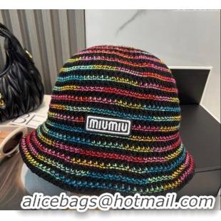 Good Looking Miu Miu Knit Multicolor Bucket Hat 0724 Black 2025