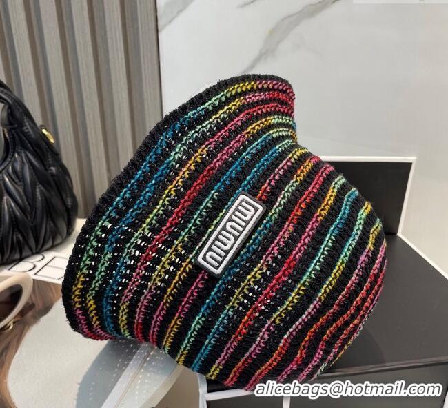 Good Looking Miu Miu Knit Multicolor Bucket Hat 0724 Black 2025