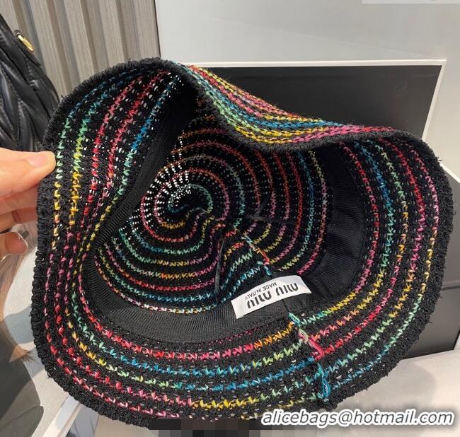 Good Looking Miu Miu Knit Multicolor Bucket Hat 0724 Black 2025