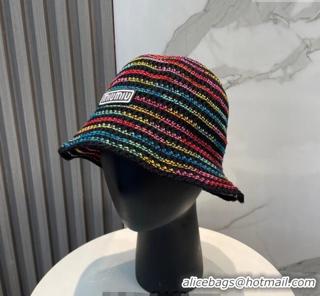 Good Looking Miu Miu Knit Multicolor Bucket Hat 0724 Black 2025