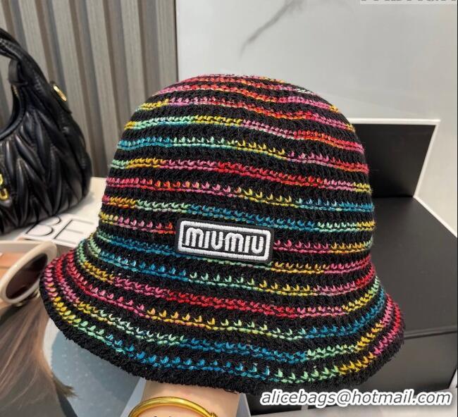 Good Looking Miu Miu Knit Multicolor Bucket Hat 0724 Black 2025