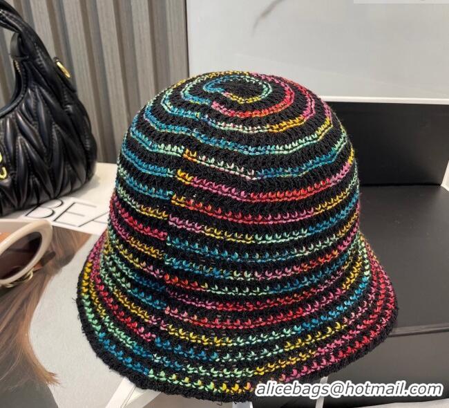 Good Looking Miu Miu Knit Multicolor Bucket Hat 0724 Black 2025