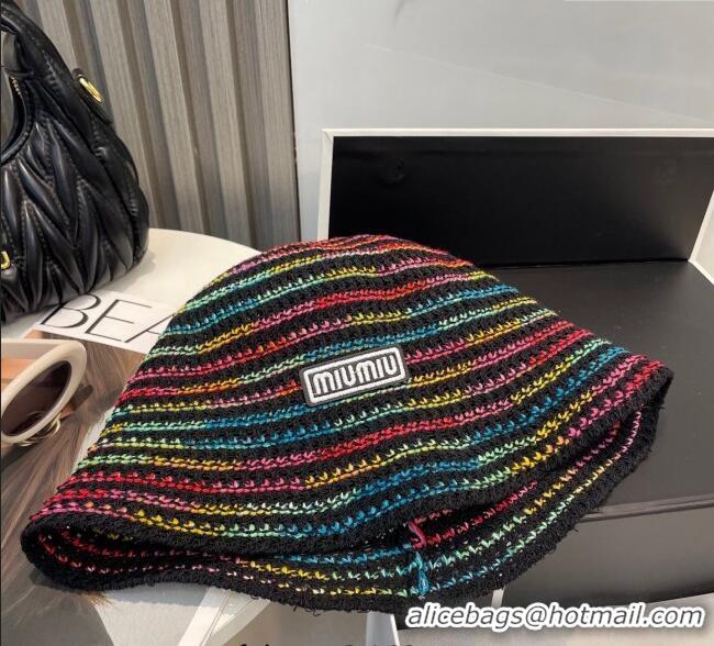 Good Looking Miu Miu Knit Multicolor Bucket Hat 0724 Black 2025