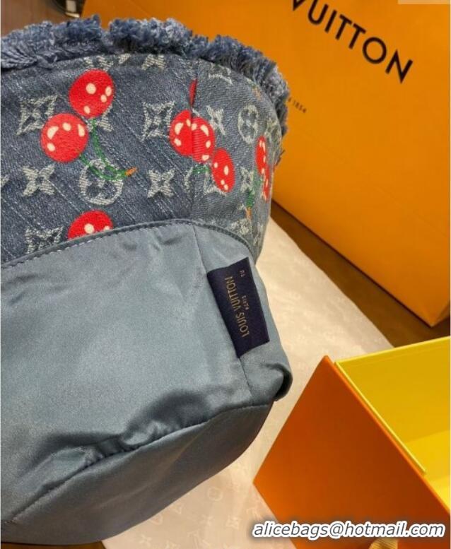 Best Product Louis Vuitton LV x TM Cerise Cherry Denim Bucket Hat 0724 Blue 2025