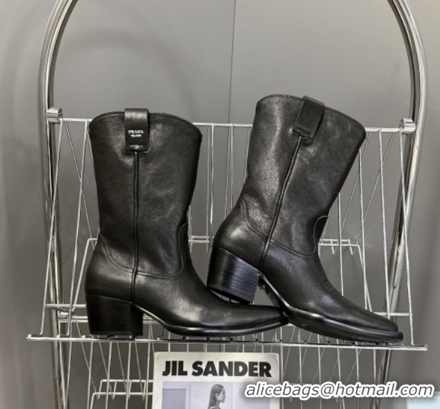Stylish Prada By Raf Simons Runway Boots in Calfskin 5cm Heel Black 5081101