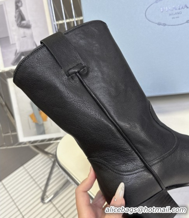 Stylish Prada By Raf Simons Runway Boots in Calfskin 5cm Heel Black 5081101