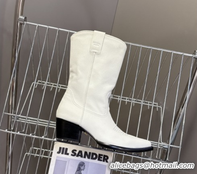 Sumptuous Prada By Raf Simons Runway Boots in Calfskin 5cm Heel White 5081102