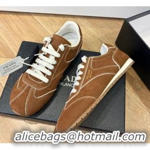Modern Prada Suede Sneakers Brown2 2025 PR082501