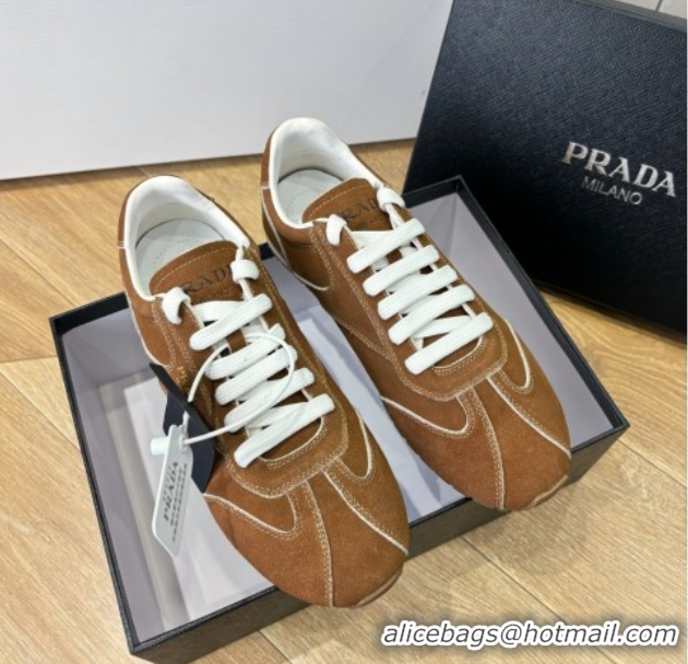 Modern Prada Suede Sneakers Brown2 2025 PR082501