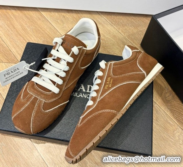Modern Prada Suede Sneakers Brown2 2025 PR082501