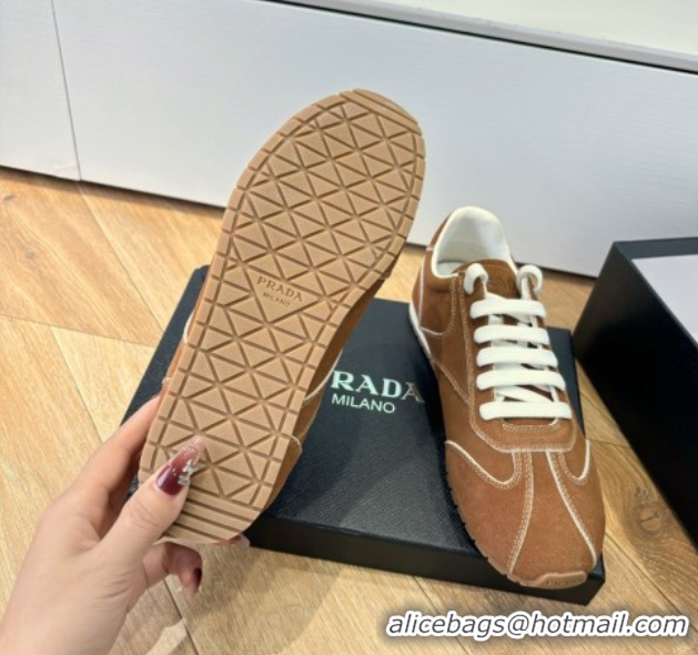 Modern Prada Suede Sneakers Brown2 2025 PR082501