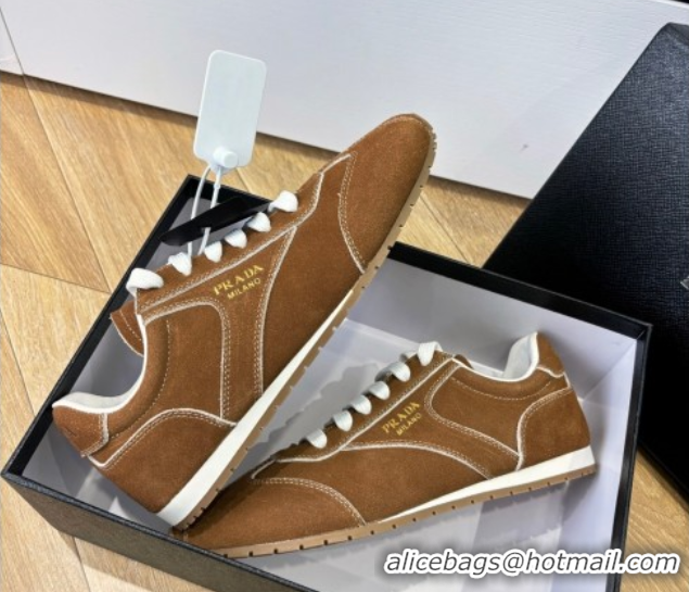 Modern Prada Suede Sneakers Brown2 2025 PR082501
