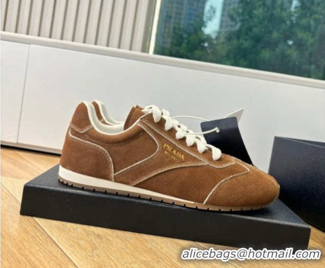 Modern Prada Suede Sneakers Brown2 2025 PR082501