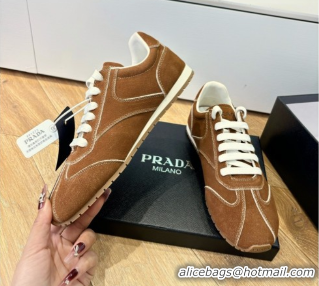 Modern Prada Suede Sneakers Brown2 2025 PR082501