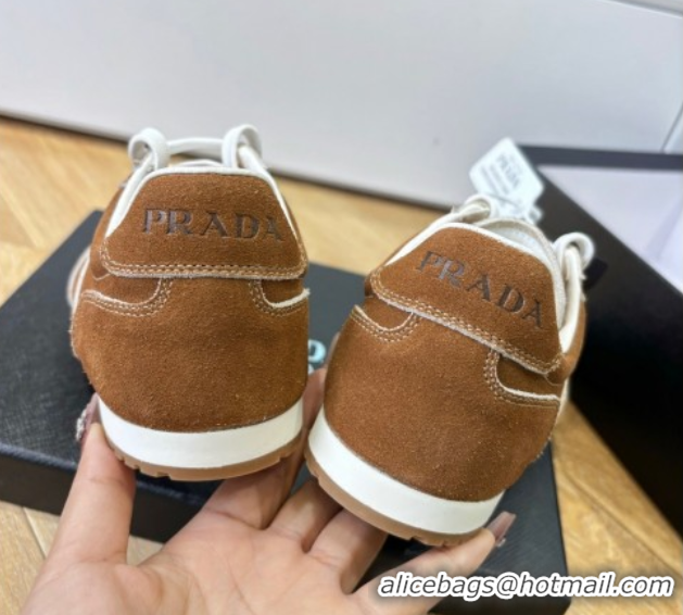 Modern Prada Suede Sneakers Brown2 2025 PR082501