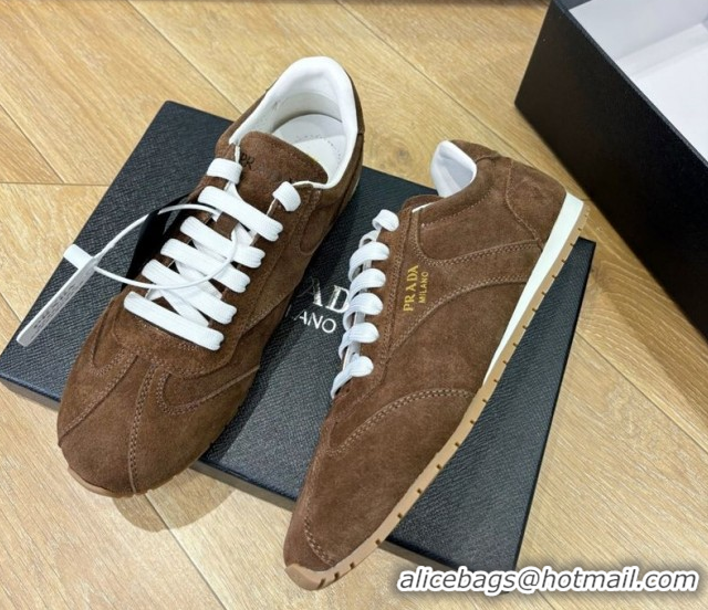 Purchase Prada Suede Sneakers Cocoa Brown 2025 PR082501