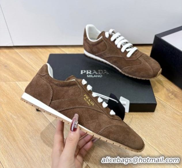 Purchase Prada Suede Sneakers Cocoa Brown 2025 PR082501