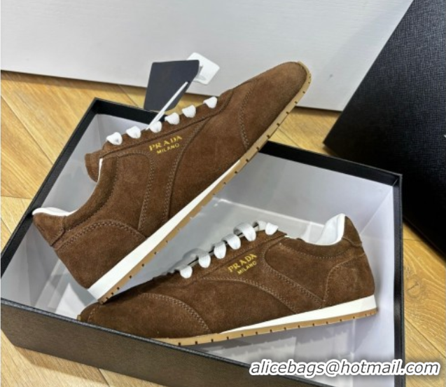 Purchase Prada Suede Sneakers Cocoa Brown 2025 PR082501