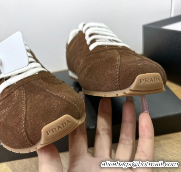 Purchase Prada Suede Sneakers Cocoa Brown 2025 PR082501