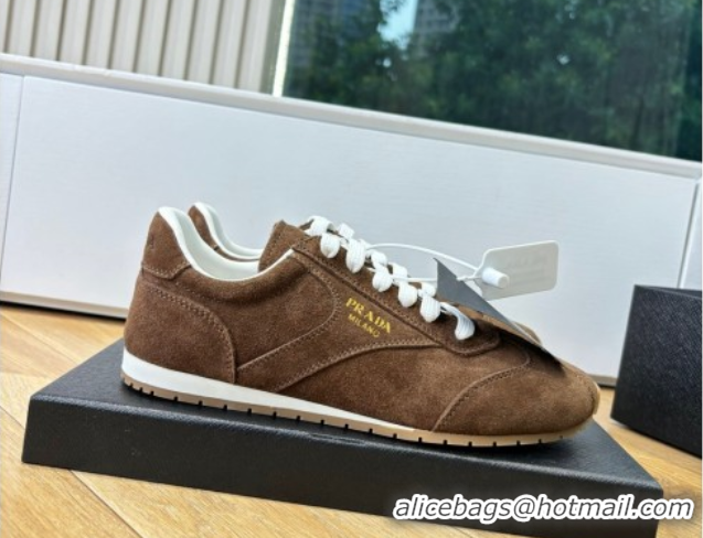 Purchase Prada Suede Sneakers Cocoa Brown 2025 PR082501
