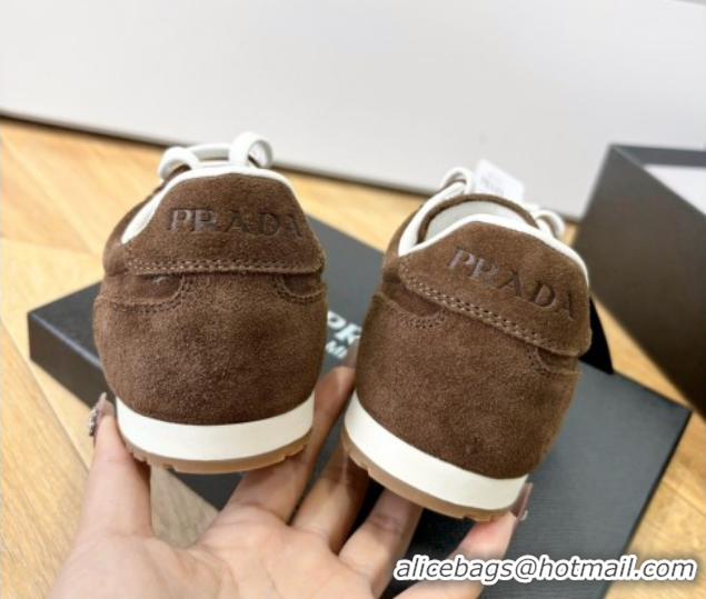 Purchase Prada Suede Sneakers Cocoa Brown 2025 PR082501