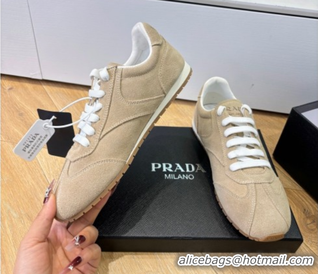 Perfect Prada Suede Sneakers Beige 2025 PR082501