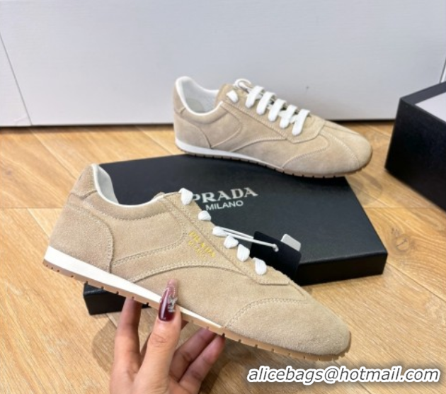 Perfect Prada Suede Sneakers Beige 2025 PR082501