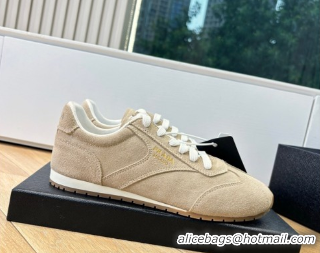 Perfect Prada Suede Sneakers Beige 2025 PR082501