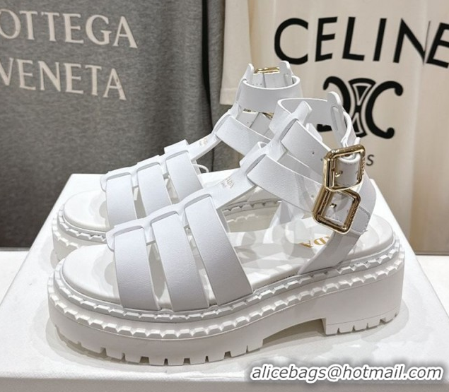 Most Popular Prada Leather sandals with ankle straps White 2025 PR082502