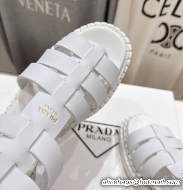 Most Popular Prada Leather sandals with ankle straps White 2025 PR082502