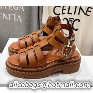 Crafted Prada Leather sandals with ankle straps Brown 2025 PR082502