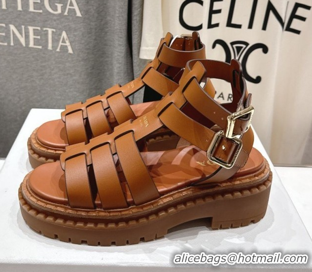 Crafted Prada Leather sandals with ankle straps Brown 2025 PR082502