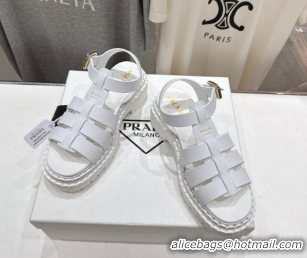 Pretty Style Prada Calf Leather sandals White 2025 PR082502