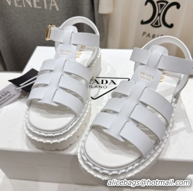 Pretty Style Prada Calf Leather sandals White 2025 PR082502