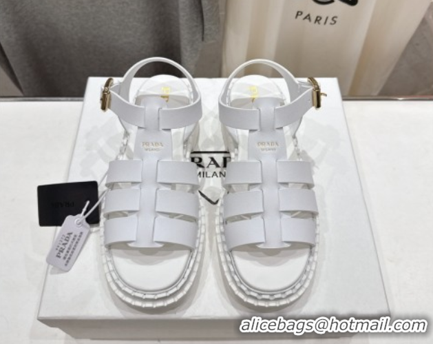 Pretty Style Prada Calf Leather sandals White 2025 PR082502