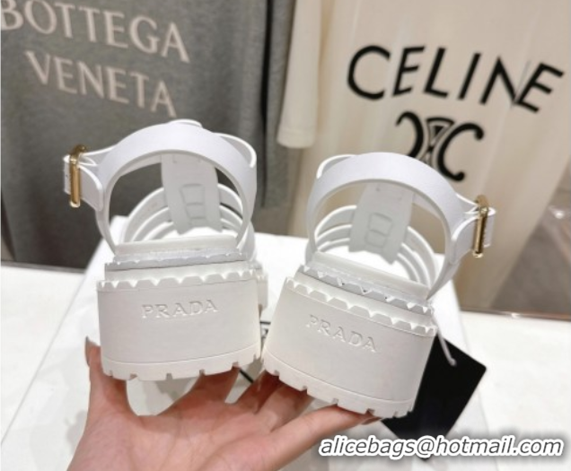 Pretty Style Prada Calf Leather sandals White 2025 PR082502