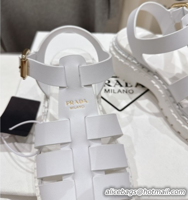Pretty Style Prada Calf Leather sandals White 2025 PR082502