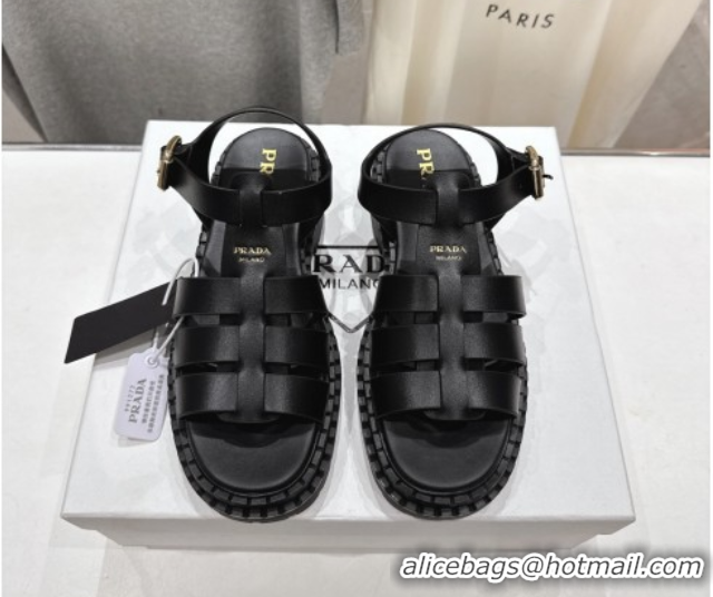 Top Grade Prada Calf Leather sandals Black 2025 PR082502