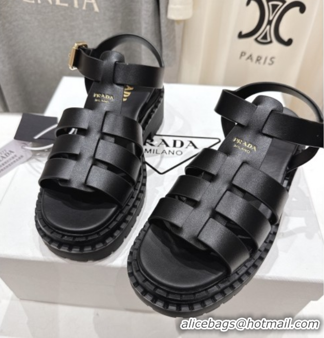 Top Grade Prada Calf Leather sandals Black 2025 PR082502