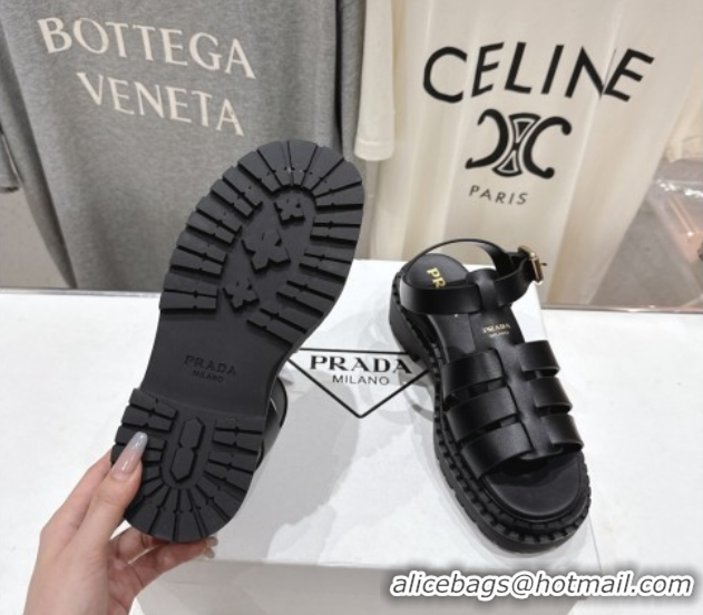 Top Grade Prada Calf Leather sandals Black 2025 PR082502
