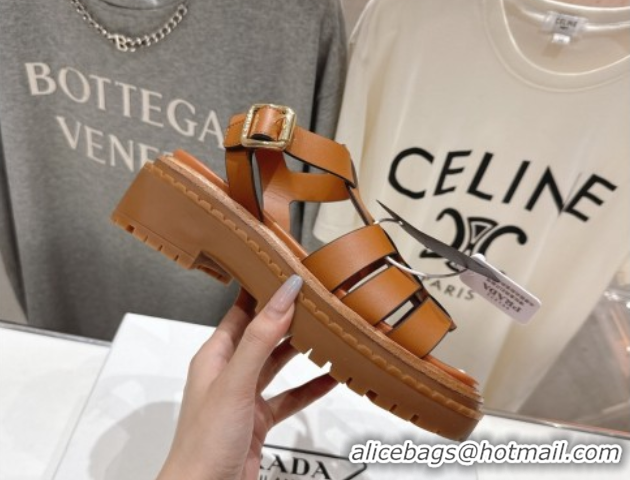 Good Product Prada Calf Leather sandals Brown 2025 PR082502