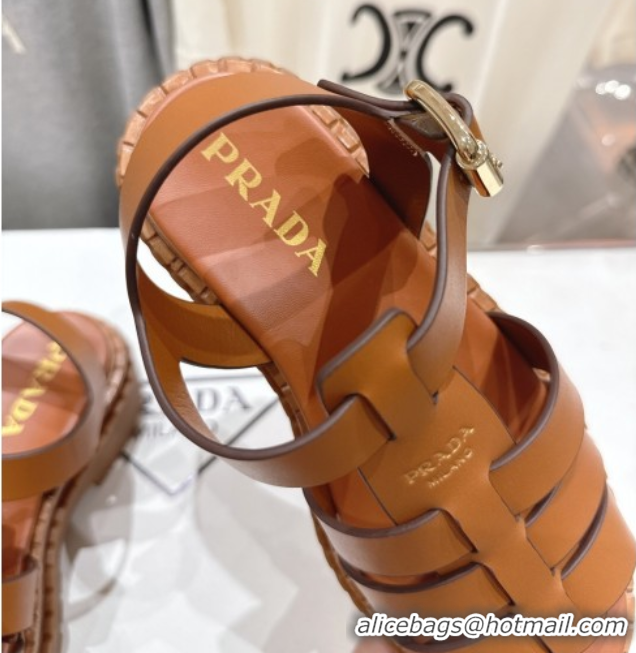 Good Product Prada Calf Leather sandals Brown 2025 PR082502