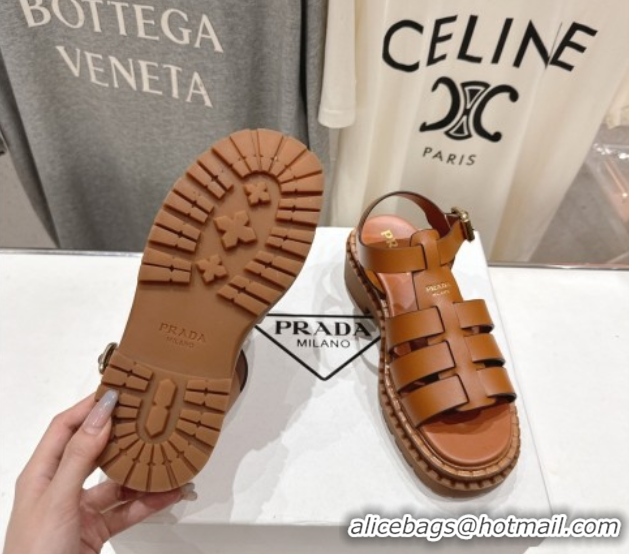 Good Product Prada Calf Leather sandals Brown 2025 PR082502