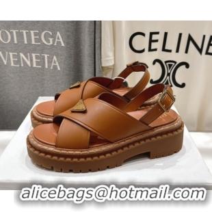 Luxury Prada Leather sandals Brown 2025 PR082504