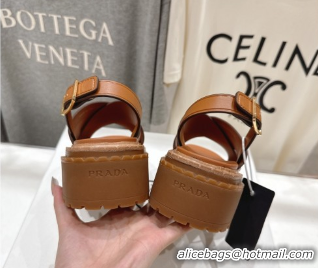 Luxury Prada Leather sandals Brown 2025 PR082504